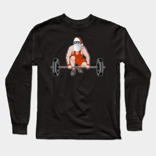 Christmas Santa Gains Gym Funny Workout product Long Sleeve T-Shirt